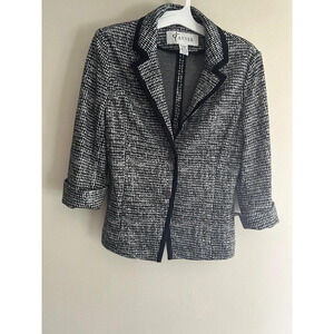 Tanner Women 2 Snap Button Blazer Jacket Size 8 Black & White
